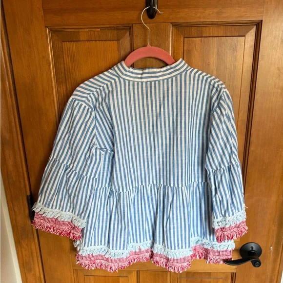 Tuckernuck Savannah Stripe Quarter Length Crawford Blouse size L - Picture 2 of 3